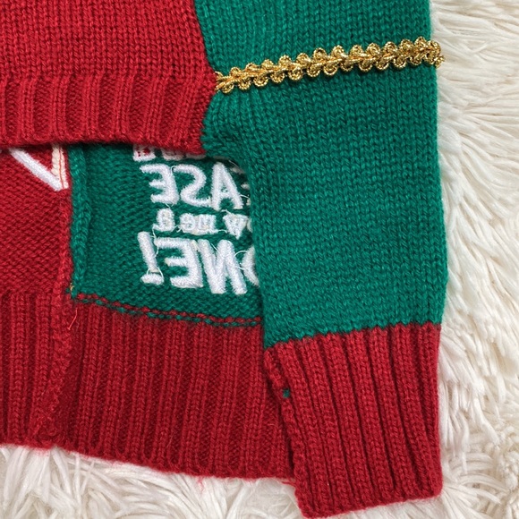 Time for Joy Dog Christmas Sweater 💗 Red Green & Ivory - Picture 11 of 13